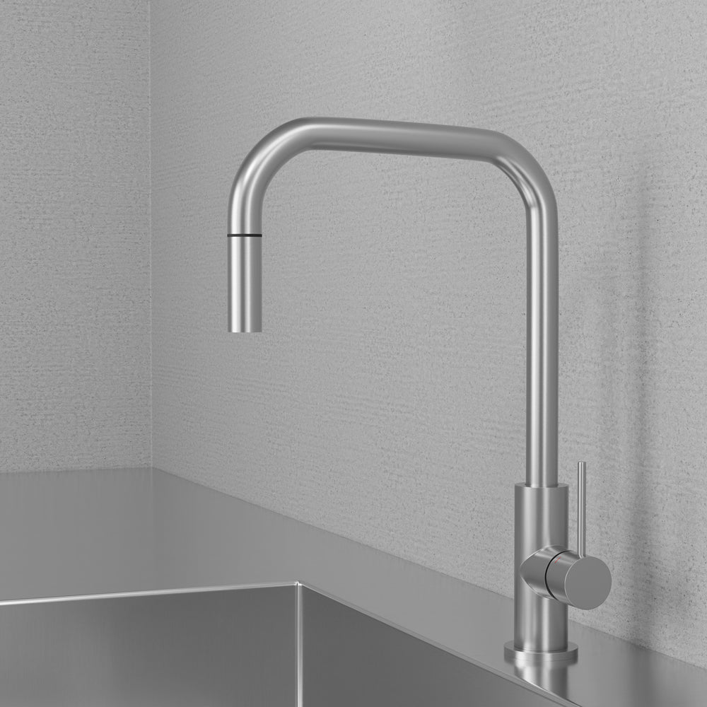 Köksblandare Scandtap Steel Accent Square Med Utdragbart Munstycke