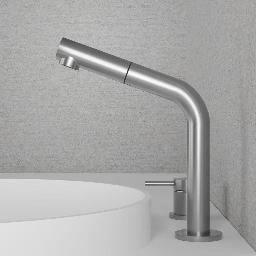 Tvättställsblandare Scandtap Steel Harmonized B2P Utdragbar Pip