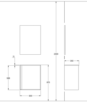 Kommod Haven H2 50 Slim - Dark Wood - Porslinshandfat