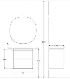Kommod Haven H2 60 - Dark Wood  - Bänkskiva