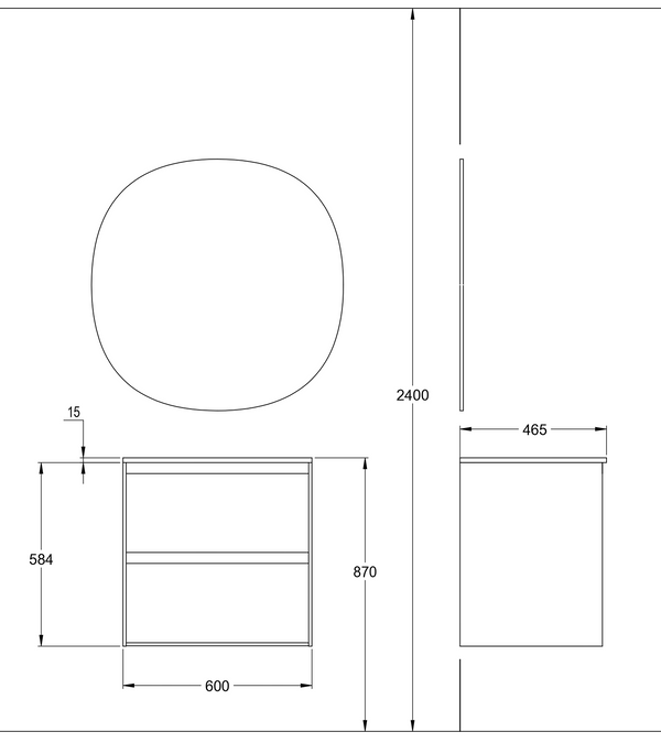 Kommod Haven H2 60 - Dark Wood  - Bänkskiva