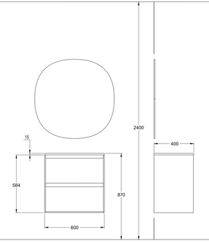 Kommod Haven H2 60 Slim - Walnut Wood - Porslinshandfat