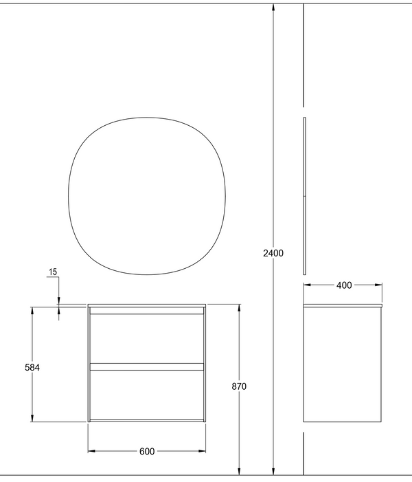 Kommod Haven H2 60 Slim - Walnut Wood - Porslinshandfat