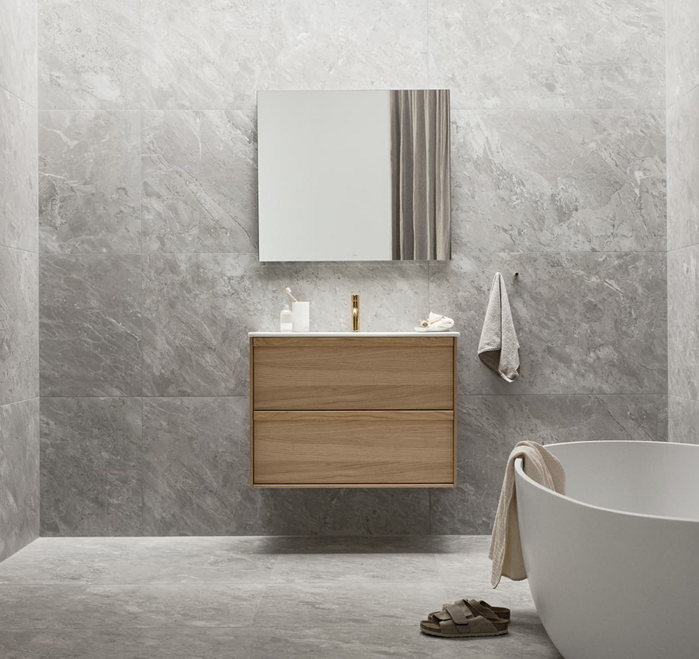 Kommod Haven H2 80 - Oak Wood - Porslinshandfat