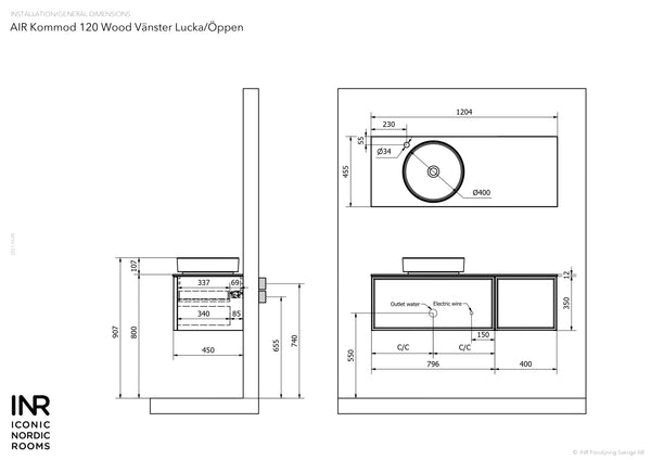 Kommod INR Air Wood 120 - Natural Oak - Vänster
