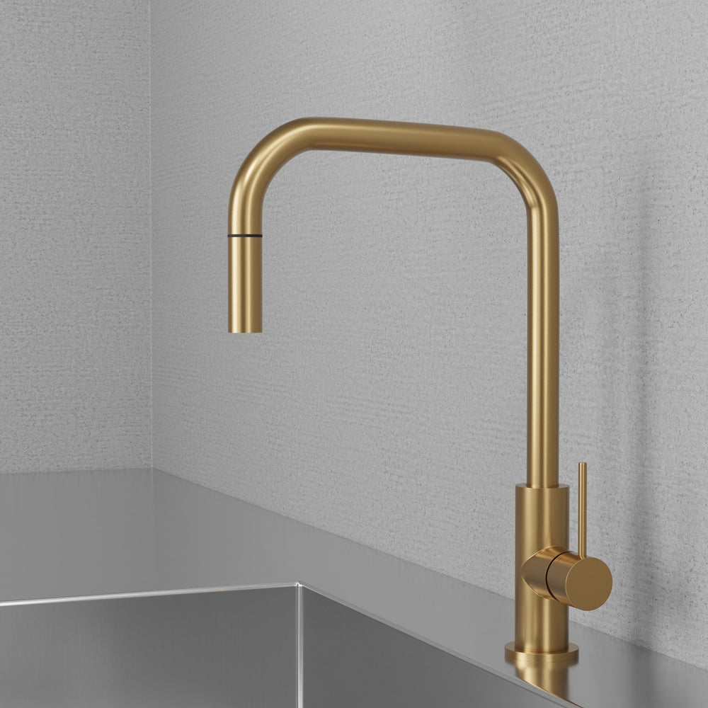 Köksblandare Scandtap Steel Accent Square Med Utdragbart Munstycke