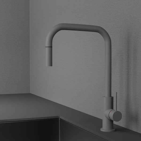 Köksblandare Scandtap Steel Accent Square Med Utdragbart Munstycke