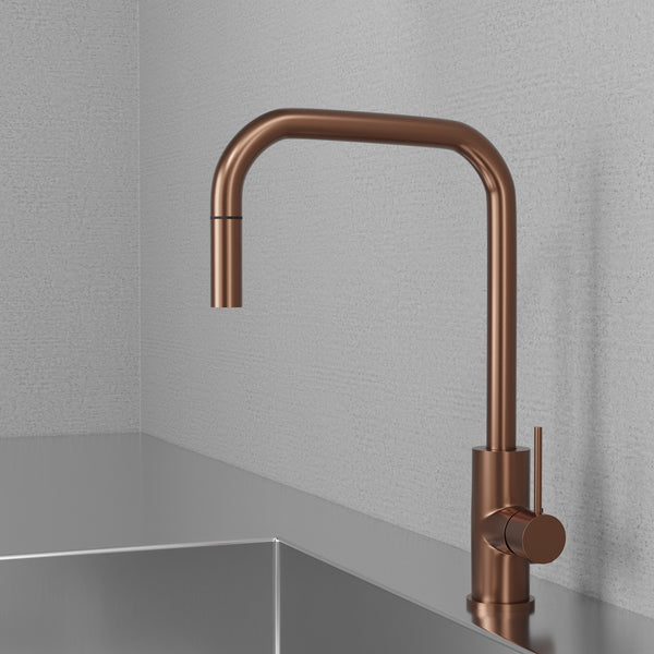 Köksblandare Scandtap Steel Accent Square Med Utdragbart Munstycke