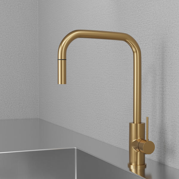 Köksblandare Scandtap Steel Accent Square Med Utdragbart Munstycke