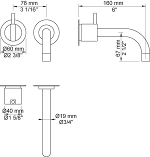 Tvättställsblandare Vola 111 för Inbyggnad