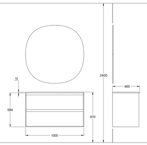 Kommod Haven H2 100 - Walnut Wood - Porslinshandfat