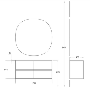 Kommod Haven H2 120 - White Wood - Porslinshandfat - Ett Handfat