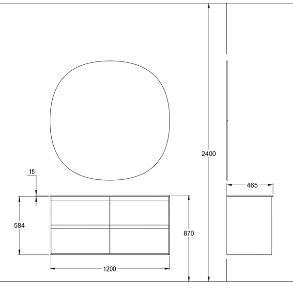 Kommod Haven H2 120 - White Wood - Porslinshandfat - Ett Handfat