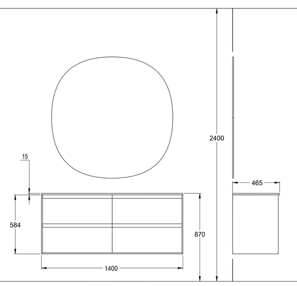 Kommod Haven H2 140 - Walnut Wood  - Bänkskiva