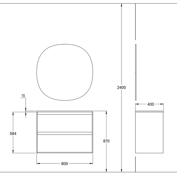 Kommod Haven H2 80 Slim - Smoked Oak Wood - Porslinshandfat