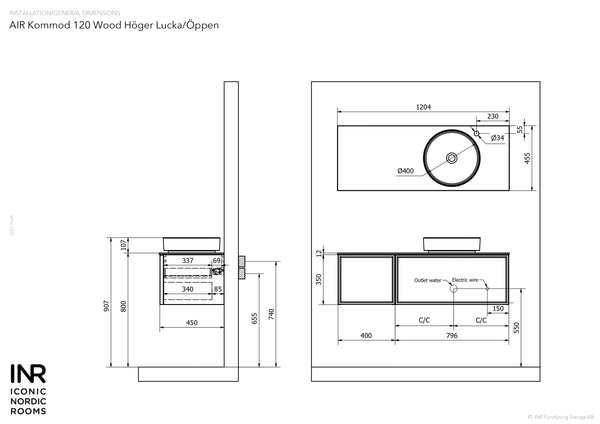 Kommod INR Air Wood 120 - Dark Oak - Höger