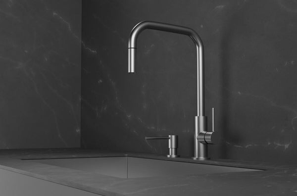 Köksblandare Scandtap Steel Accent Square Med Utdragbart Munstycke